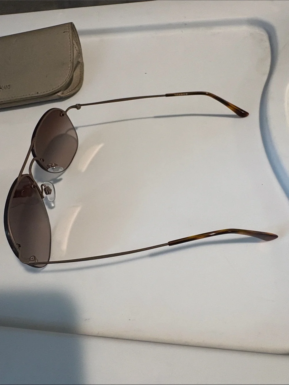 Giorgio Armani Women's Brown Gradient Aviator Sunglasses with Tan Case